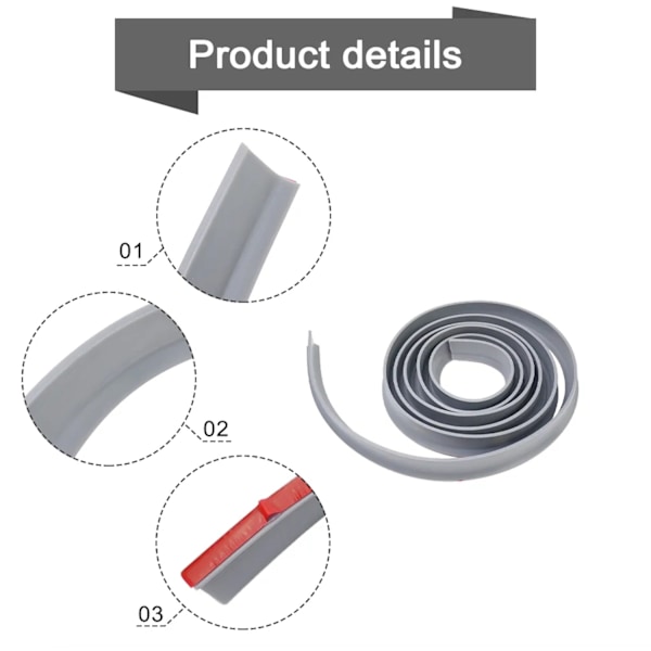 Vattenstopp Vattenhållare remsa - 200cm - Dusch - Badrum-Xin gray