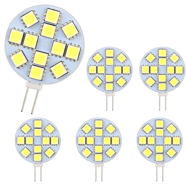 G4 LED-lamppu 2W, AC/DC12-24V, 200LM Lämmin valkoinen 3000K, 12x 5050SMD, 20w Halogeenilamppu vastaava, Ei himmennettävä, G4 Pyöreä LED-lamppu 6 kpl