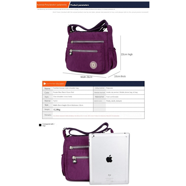 Dam Handväska Canvas Casual Axelväska Vattentät Crossbody-väs Dark Blue