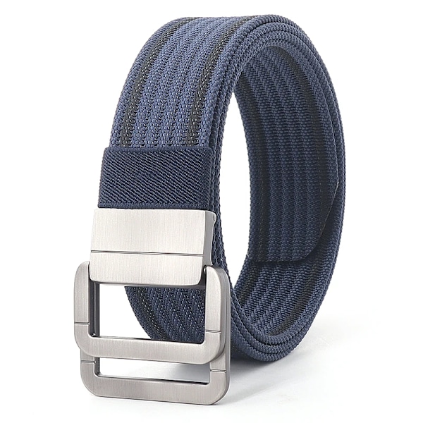 110-170 cm Långt Punk Canvas Bälte Nytt Herr Dam Jeans Dekorativ Dubbelring Metall Spänne Bälte Mode Gatustil Vild Midjeband Blå och Svart Blue and black 120cm