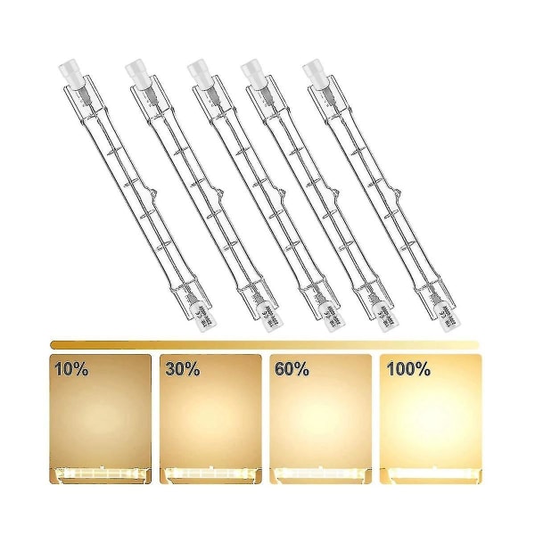 5-pak R7s 118mm 300w 230v, r7s halogen lineær glødepære, dimbar halogenlampe