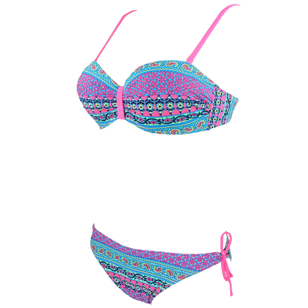 Dambikini Brasiliansk Push Up-badkläder Tribal Bandeau Blommig Diamant Randig Baddräkt Strandkläder Bikini MULTI S MULTI
