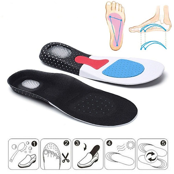 Sport stödkudde gel orthotic sport löpar inläggssulor L 41-45