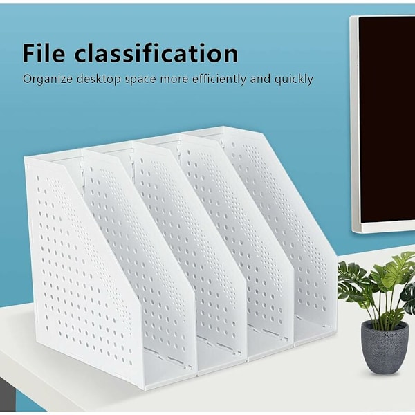 Foldbar Tidsskriftsholder 4 Rum Justerbar Opbevaringsboks Skrivebordsorganisator-XF7-