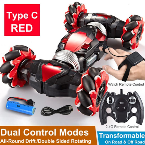 Kaukosäädöllä ohjattava Stunt-auto Gesture Induction Kääntö Off-Road Ca Red Dual mode