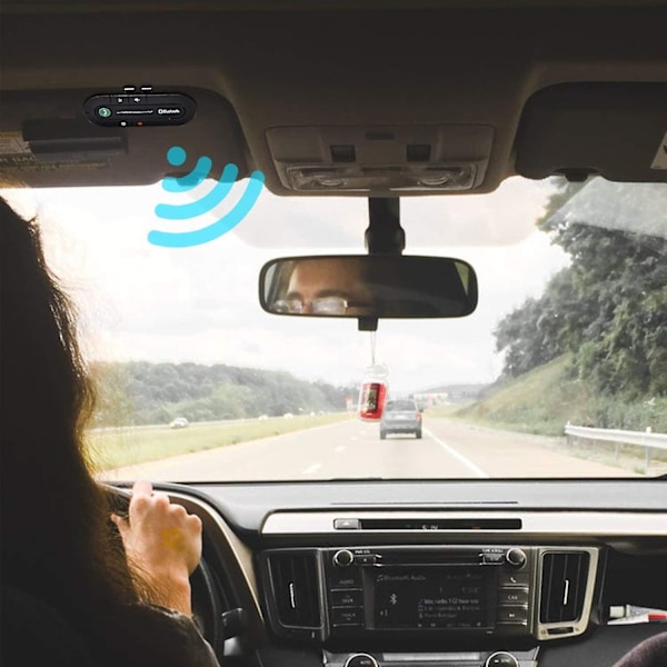 Handsfree Bluetooth Bilsolskydd Bil Kit Baksida Kompatibel med Iphone, Samsung för GPS, Musik, Samtal - Perfekt