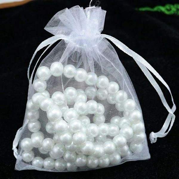 100st Organzapåsar, 9 x 7cm - Handsydda white