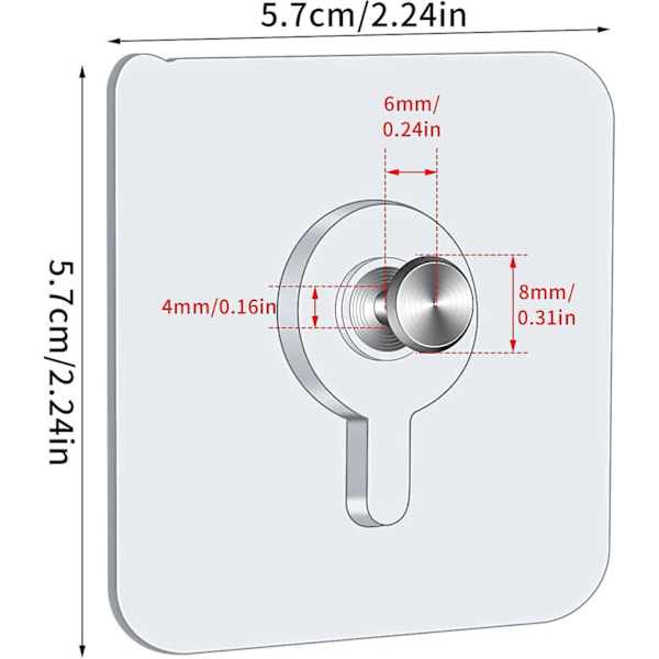 12 kpl itseliimautuvia seinäkoukkuja, 5,5 x 5,5 cm, taulukoukut ilman porausta irrotettavilla ruuveilla, läpinäkyvät itseliimautuvat taulukoukut valokuville