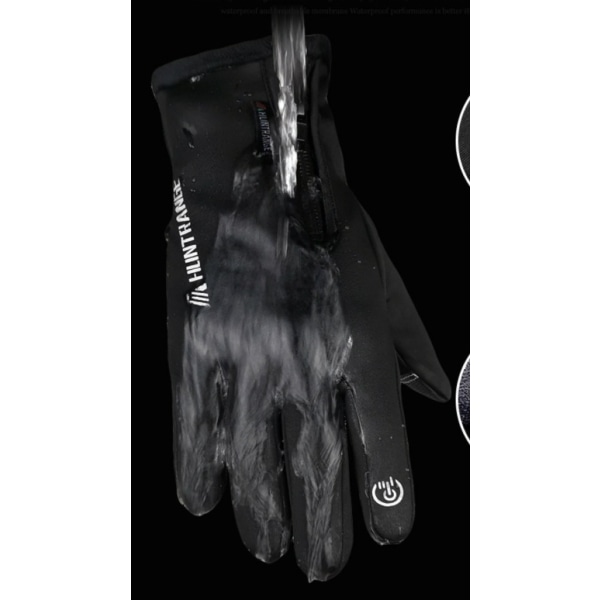 Vandtætte udendørs handsker Ski Touchscreen Vinter Mænd og Kvinder Vindtæt Refleks Fleece Fuld Finger Lynlås Kørsel Varme Handsker M Sort-FA5-