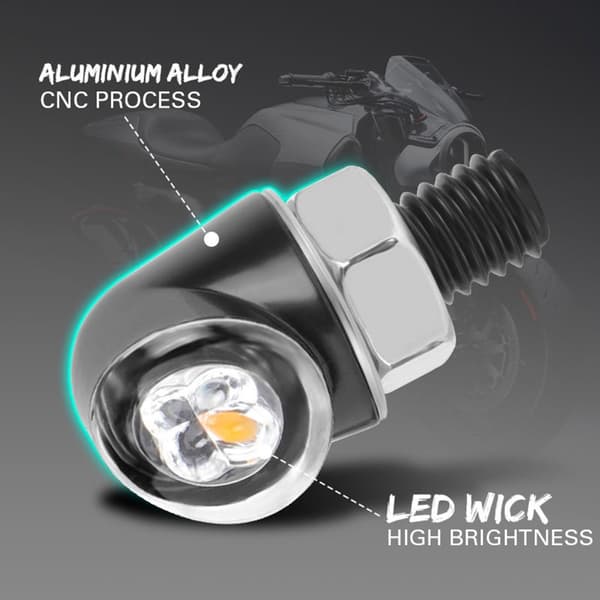 Motorcykel Mini Blinklys Retro-inspireret Design Robust Aluminium LED-belysning-FA- Black 0.07
