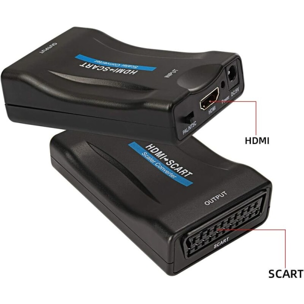 HDMI til SCART-adapter, 1080P Stereo Audio Video HDMI-konverter C