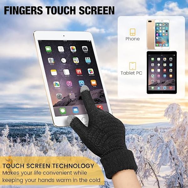 4 par dam vinter touch screen handskar varma fleecefodrade stickade handskar