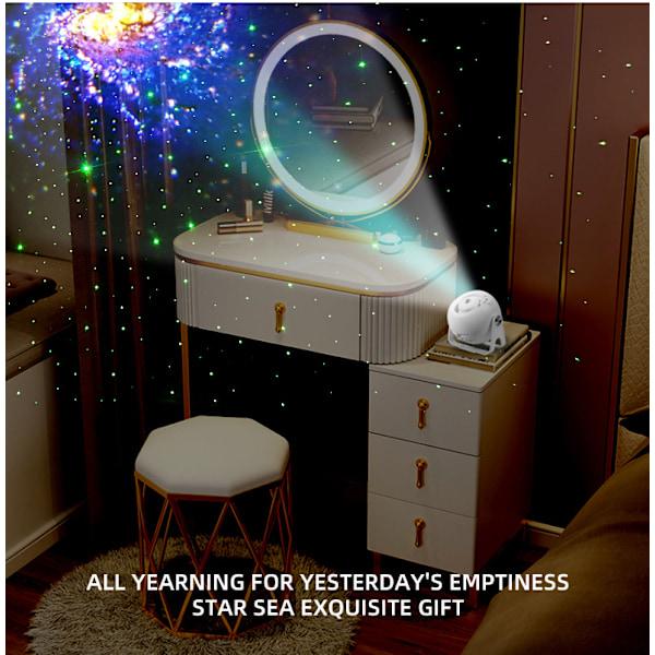 Galaxy projektor natlampe, 360° roterende justerbar fokus stjernehimmel projektionslys, velegnet til baby børns soveværelse loft/legeværelse/fest/bar