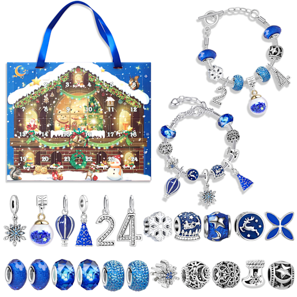 Gyllene Julnedräkningskalender Presentset DIY Pärl Armband Advent Julgran Blind Box E