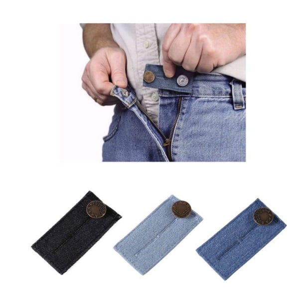 3 delar elastisk midjeförlängare Justerbar byxknapp, Easy Fit byxknapp Jeans midjespänne