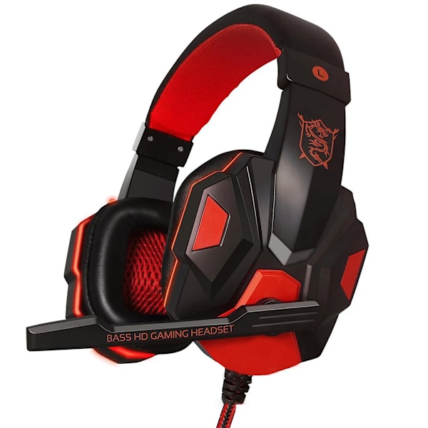 Spelheadset för dator/PS4 röd red