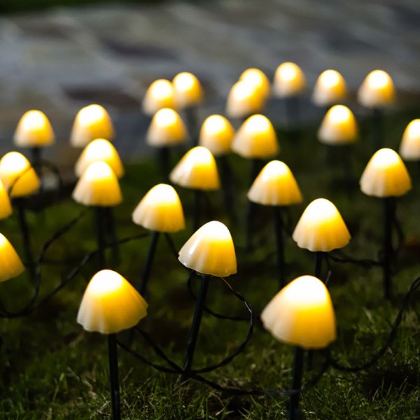 Solcellslingor utomhus, 6,5M 30 LED svamp ljusslinga