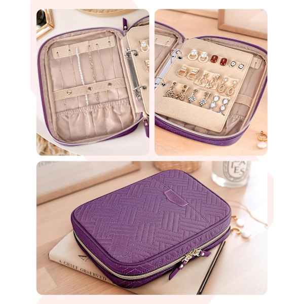 Organizer Väska Transparent Smycken Förvaring Bok Ringpärm Smycken Väskor Clear Booklet Dragkedja Väska För Halsband