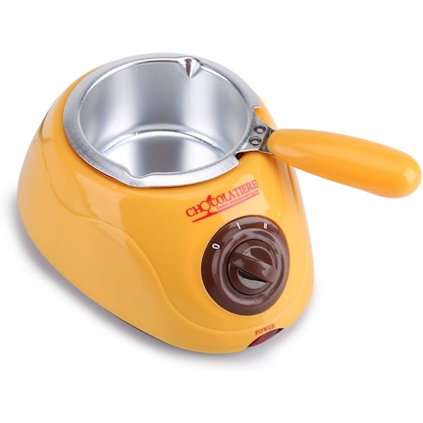 Elektrisk chokladfondue-set - chokladmaskin 220V, chokladgryta, kokare för frukt, spett, doppning, kakor, julklapp till födelsedagsfester, chokladälskare (gul)