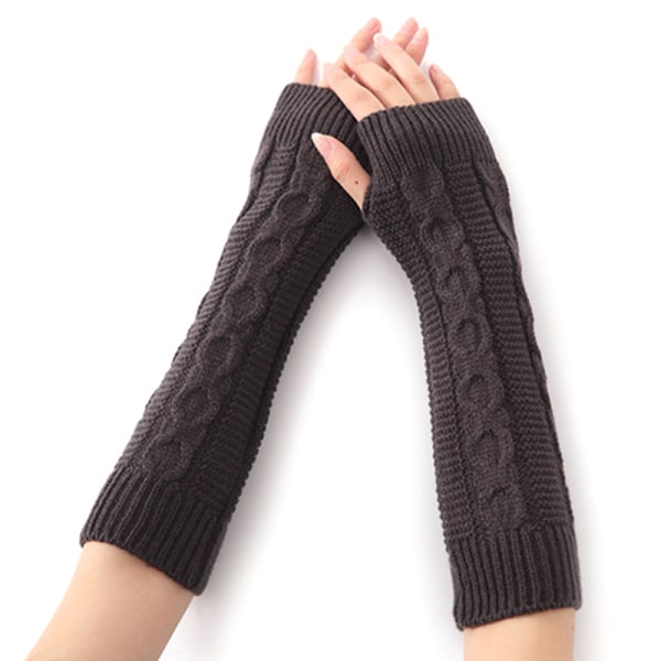 Dam Stickade Varma Ärmhandskar Varm Handvott Deep grey