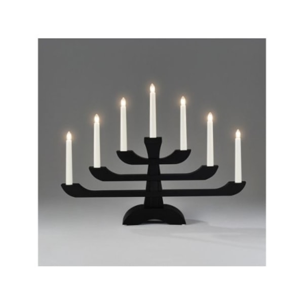 7-armet lysestake i tre, svart, 53x39cm 500