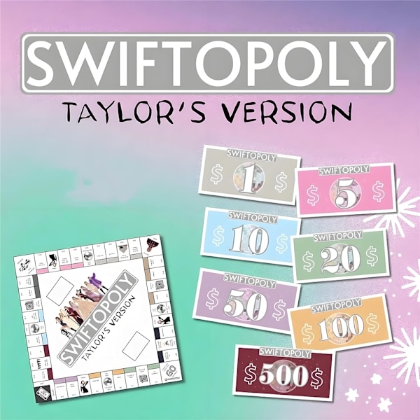 Swiftopoly Brädspel Taylor Swift Inspirerat Monopol Partyspel Swifties Present White