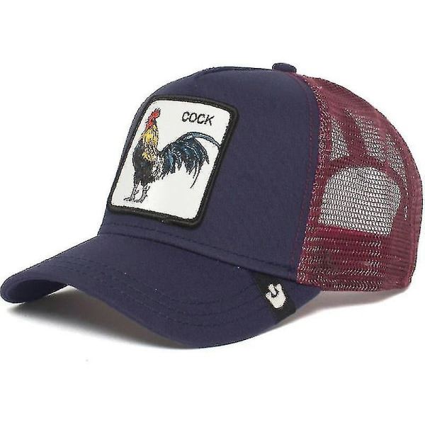 Svart Panther Mesh Cap för Vuxna - Sommar Baseball Cap Trucker Cap W-WELLNGS Tupp - Marinblå Rooster - navy
