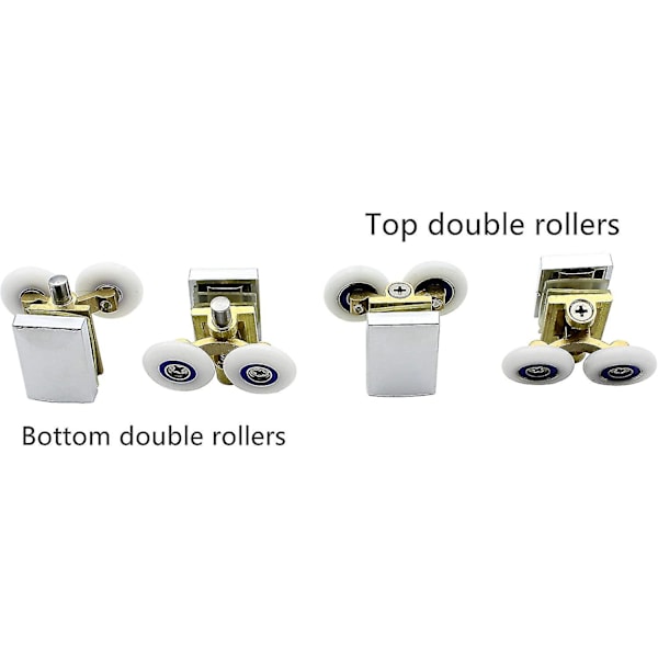 4-pack Duschdörrsrullar - Duschrullar - Skjutspårsrullar - Mässingsstödararmar med 25 mm hjul för duschkabin, duschrum-FA5-