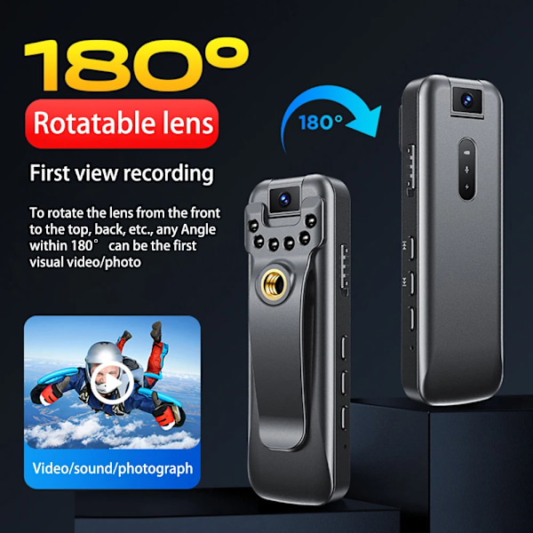 Full HD 1080P urheilukamera yökuvaus 500mAh liiketunnistus runkokamera LCD-näyttö minikamera