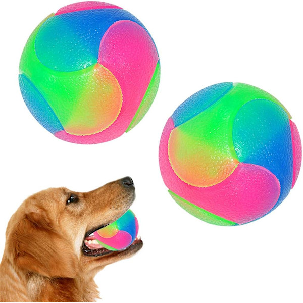 2 st Ljus Upp Hundbollar Blinkande Elastisk Boll Lys i Mörkret