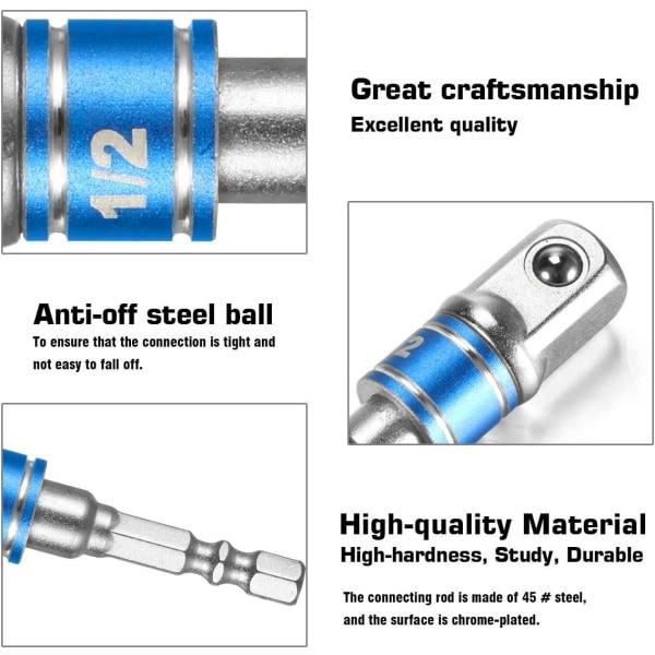 3 kpl kuusiokoloporanterän sovitinta 1/2 \"3/8\" 1/4 \"sovitin teräspistorasia