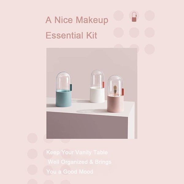 Makeup børsteholder organizer med krystalklar roterende låg