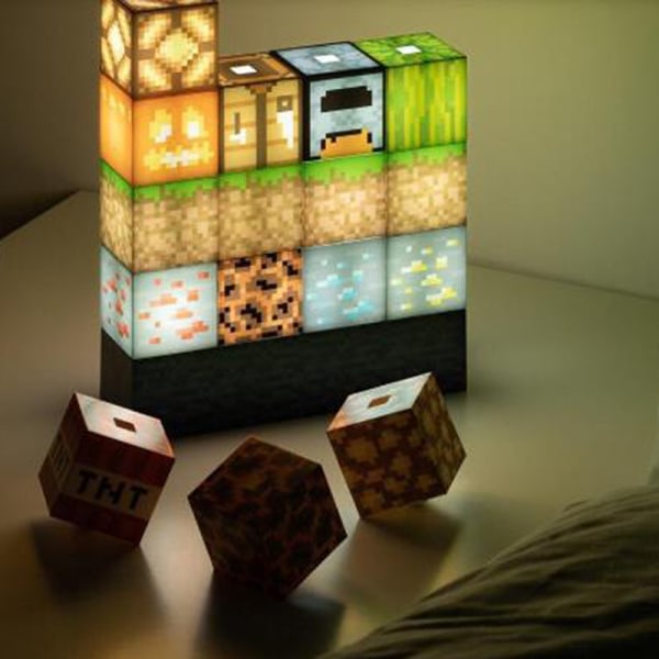 Minecraft Night Lights Sticklampa USB dekor byggklossar