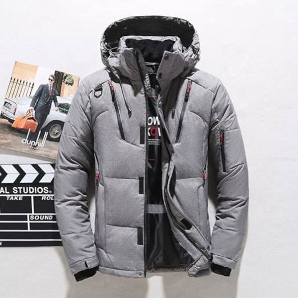 Grå XL Herr Vadderad Kort Termisk Jacka gray XL