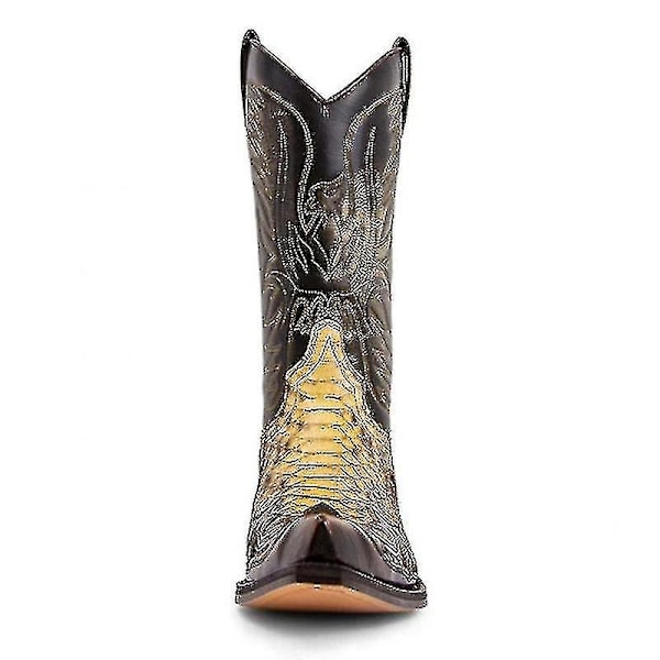 Python Western Boot Colorblock Broderi Herrestøvler Mote Moderne Sko 48