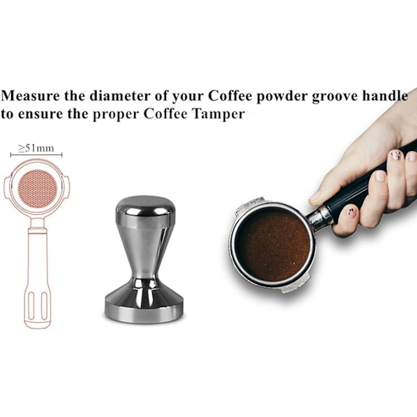 51mm Sort Kaffe Tamper, Sort Espresso Tamper 51mm, Tamper 51mm 2 tommer