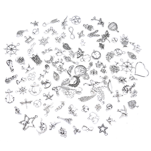 100st Silver Charms Hänge för DIY smycken gör tillbehör