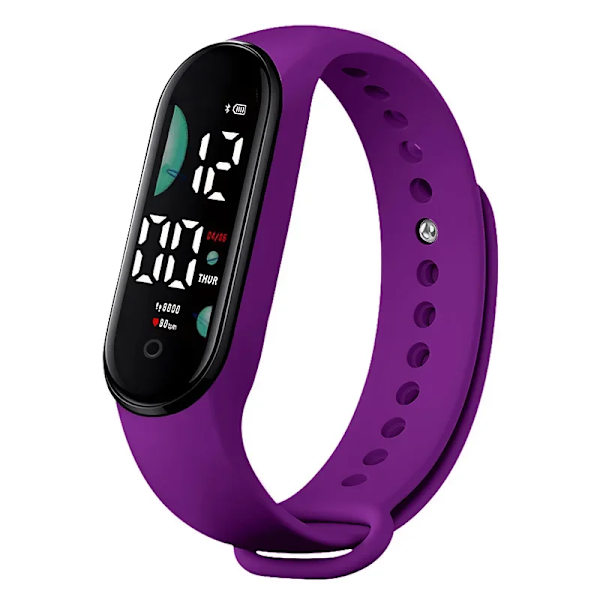 Klocka Elektronisk LED Digital Armbandsur för Kvinnor Mode Casual Enkel Silikon Touch Vattentät Armbandsklocka 04 Purple