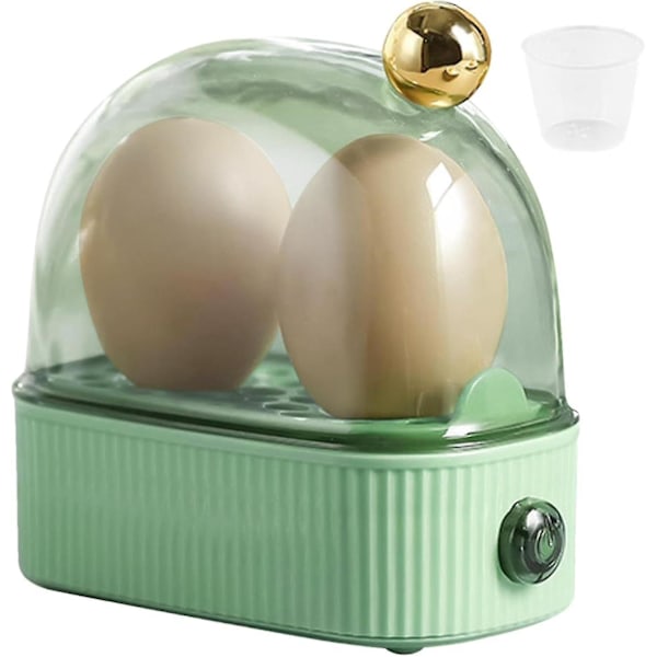 Eggkoker for 2 egg, kompakt elektrisk eggkoker, beste eggkoker for å koke alle tre kokenivåer - myk, medium, hard Green