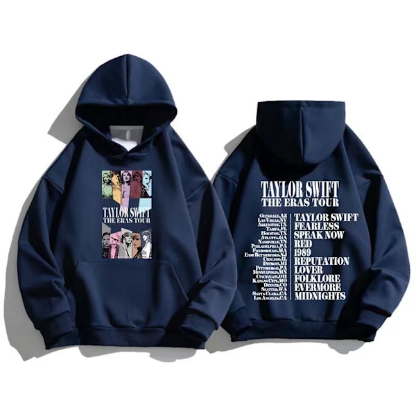 Herr Dam Taylor The Eras Tour Höst/vinter Taylor Swift Fashion Hoodie Fan Hoodie mörkblå dark blue XL