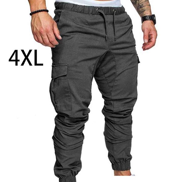 Herr Pocket Byxor Casual Elastisk String Mode långbyxor Z X Grey-FA- Grey 4XL