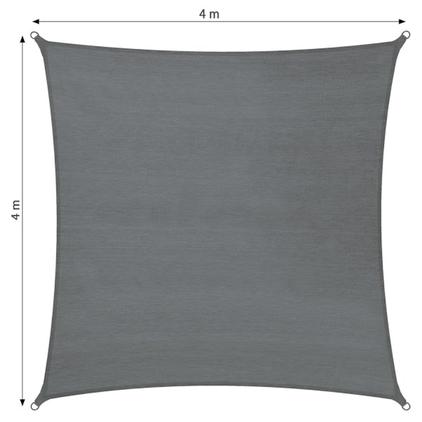 tectake Polyetyleenistä valmistettu neliömäinen aurinkopurje, harmaa - 400 x 400 cm gray 2500