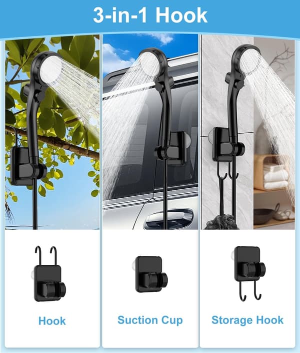 Bärbar campingdusch, utrustad med en batteridriven pump, ett 6000mAh uppladdningsbart batteri-FA-