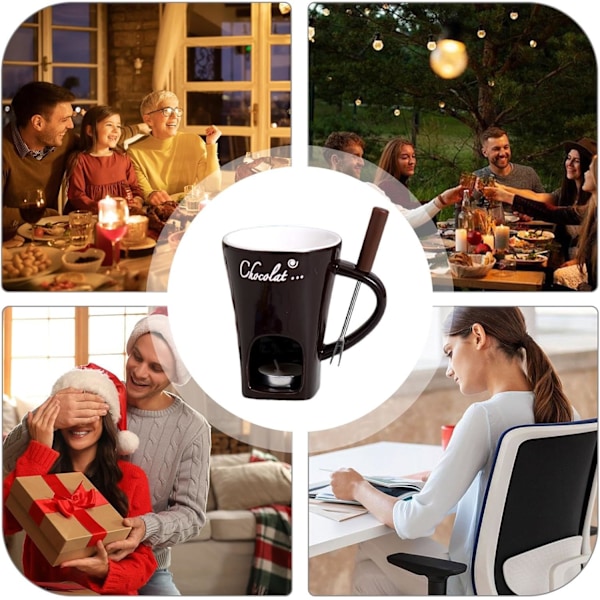 Värmeljus Fondue Set, Keramisk Smältgryta för Choklad och Dessert Coffee