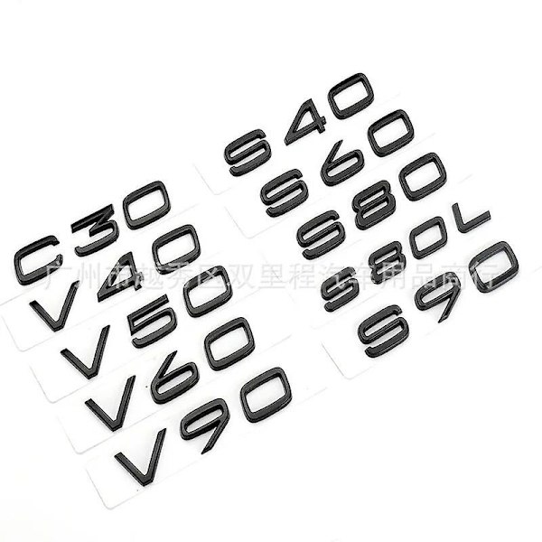 3D mustat auton takaluukku kirjaimet Volvolle C30 V40 V50 V60 V90 S40 S60 S80 S90 Xc40 Xc60 Xc90 Embleemi Logotarra Tarra Tarvikkeet XC40 XC40 Glossy Black
