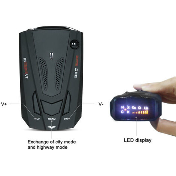 Bilradardetektor 360 grader 16 band LED-display Anti-polis R