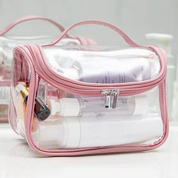 Trendig transparent kosmetikväska Pink