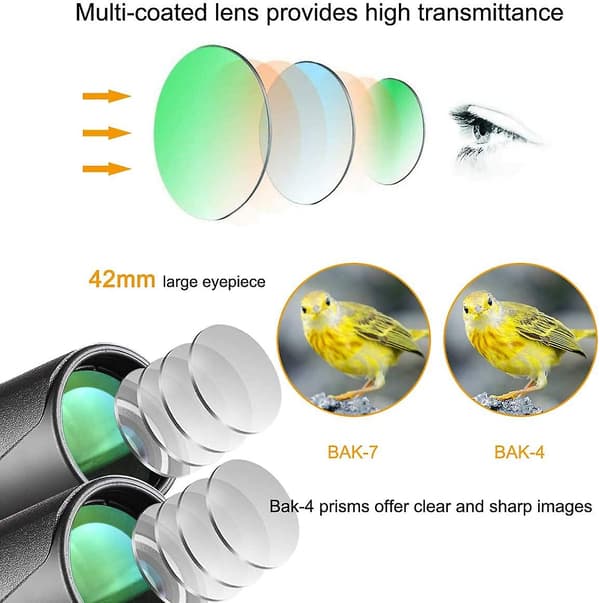 12x42 High-Performance Binoculars Compact For Adults Bird Watching, Upworld Hd-FA-