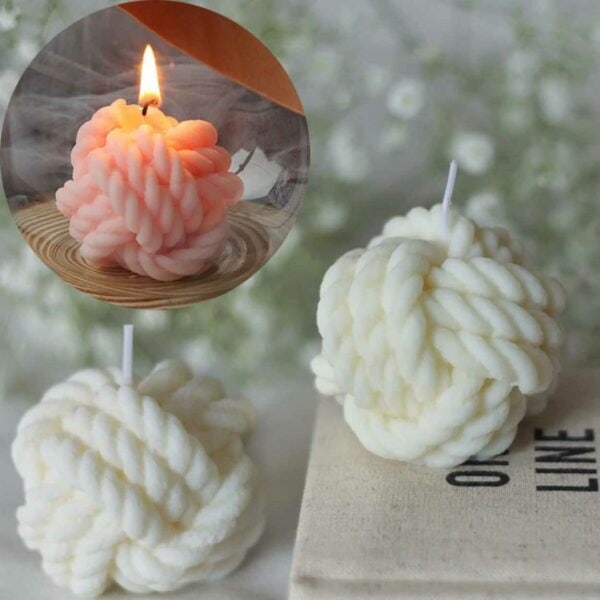 Silikon Lysform DIY Stearinlys Garnnøgle Hvid white