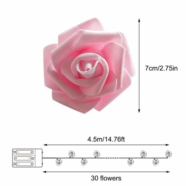 Kukka valosarja, 20Led 3 metriä ruusu valosarja, keiju